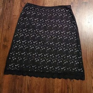 Jones New York Eyelet Skirt A-line Scalloped Edge 25.5" length